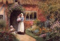Arthur Claud Strachan (  ). Mother and Children Outside a Cottage
